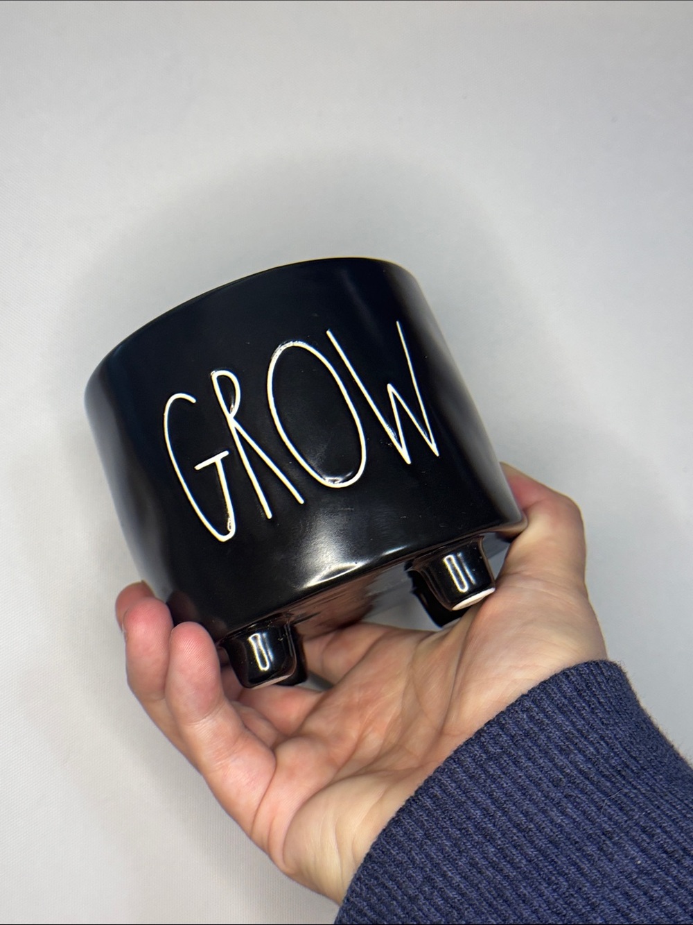 Rae Dunn grow small planter black 3”